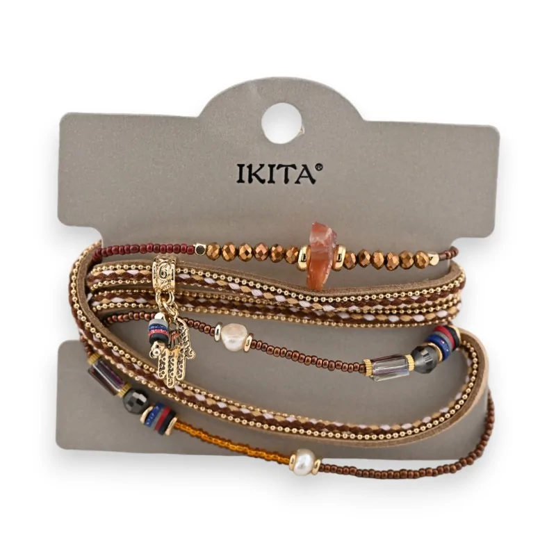 Bracciale multifilo marrone Bohème di Ikita