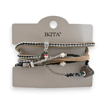 Bracelet multi-rangs Ikita noir