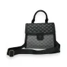 Rigid two-tone grey and black handbag