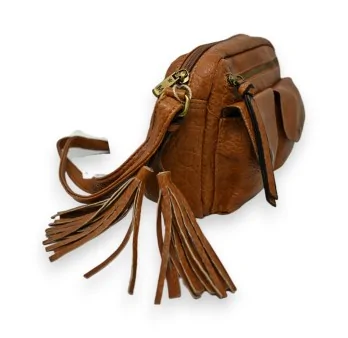 Soft multi-pocket Camel crossbody bag by Mandoline