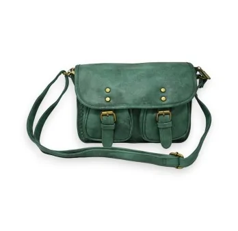 Bottle green mandolin-style satchel crossbody bag