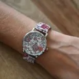 Montre Ernest imprimé floral rouge bordeau