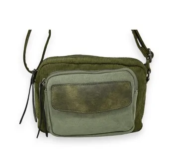 Bolso bandolera Mandoline de terciopelo verde caqui