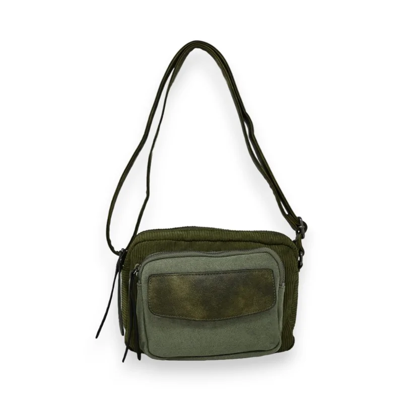 Bolso bandolera Mandoline de terciopelo verde caqui