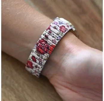 Ernest's Red Burgundy Floral Printed Watch