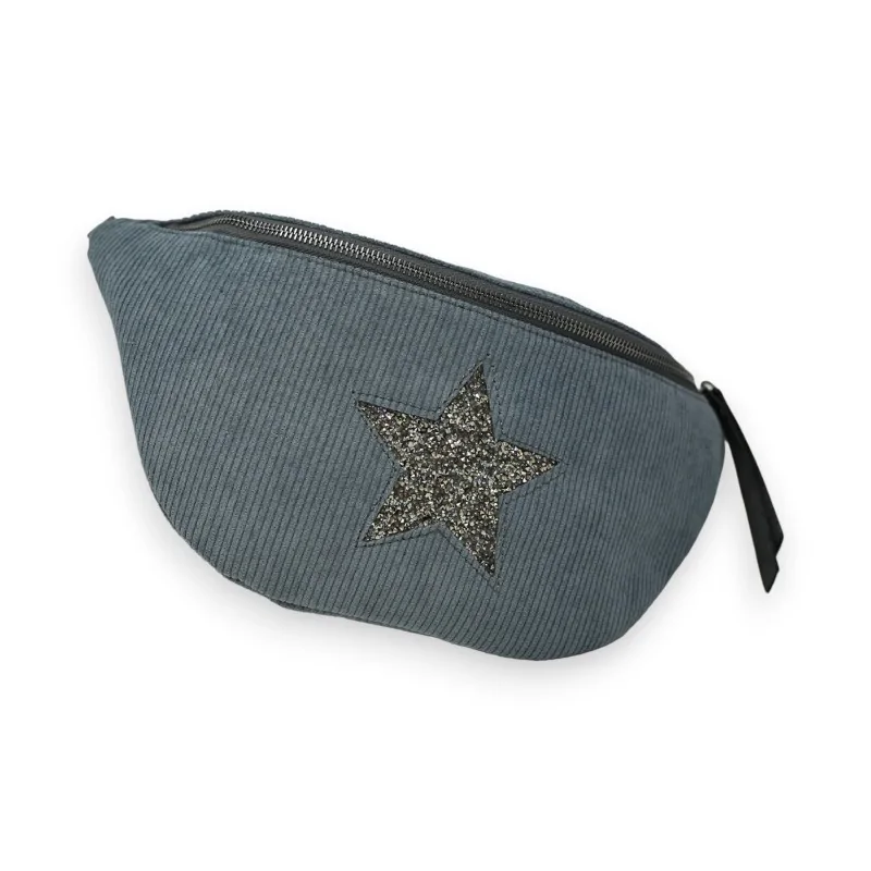 Mandoline's grey velvet star fanny pack