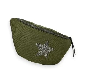 Khaki Velvet Star Fanny Pack by Mandoline