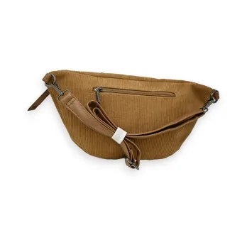 Sac banane étoile en velours Camel de chez Mandoline