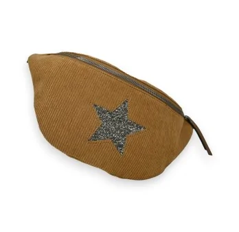 Camel velvet star fanny pack by Mandoline