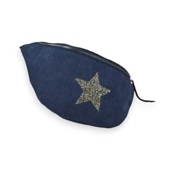 Sac banane velours bleu marine étoile de chez Mandoline