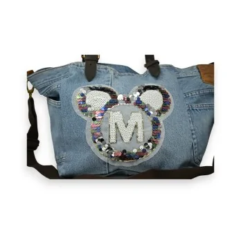 Borsa di jeans Mandolino topo Paillettes