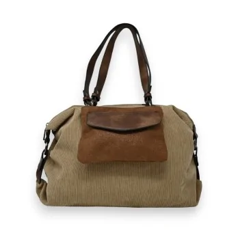 Taupe & Brown Velvet Mandolin Handbag