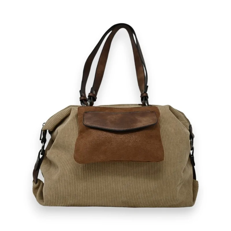 Handtasche Mandoline aus Samt in Taupe & Braun