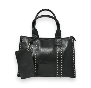 Bolso de mano rígido Mandoline negro con tachuelas