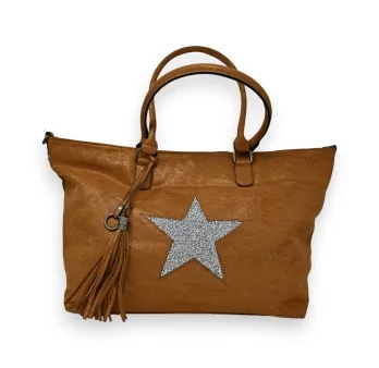 Large Camel star handbag by Mandoline