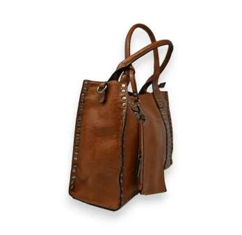 Steife Handtasche in Camel von Mandoline