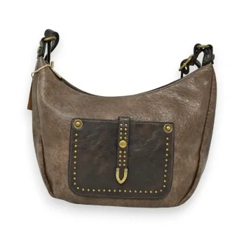 Two-tone taupe and brown crossbody bag from Mandoline