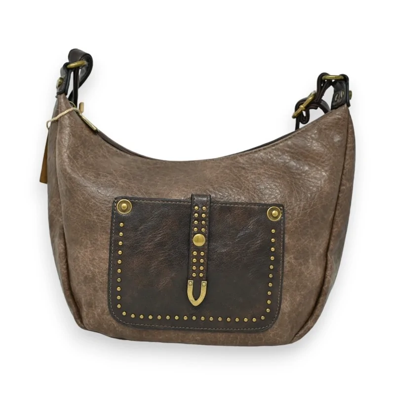 Two-tone taupe and brown crossbody bag from Mandoline