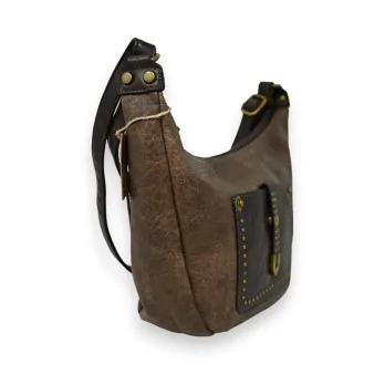 Two-tone taupe and brown crossbody bag from Mandoline