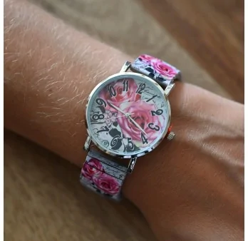 Ernest\'s watch has a romantic design featuring roses