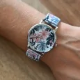 Montre Ernest feuillages tropicaux rosé