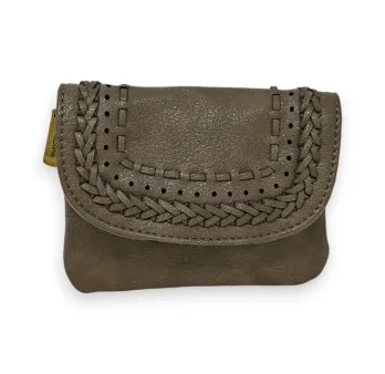 Taupe Braided Mandolin Wallet