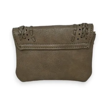 Porte-monnaie Mandoline Taupe Tressé