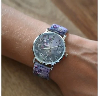 Ernest\'s watch printed with purple wildflowers