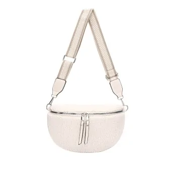 Faux fur off-white crossbody fanny pack by David Jones