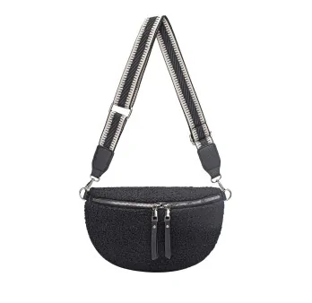 David Jones Black Fluffy Fanny Pack Crossbody Bag