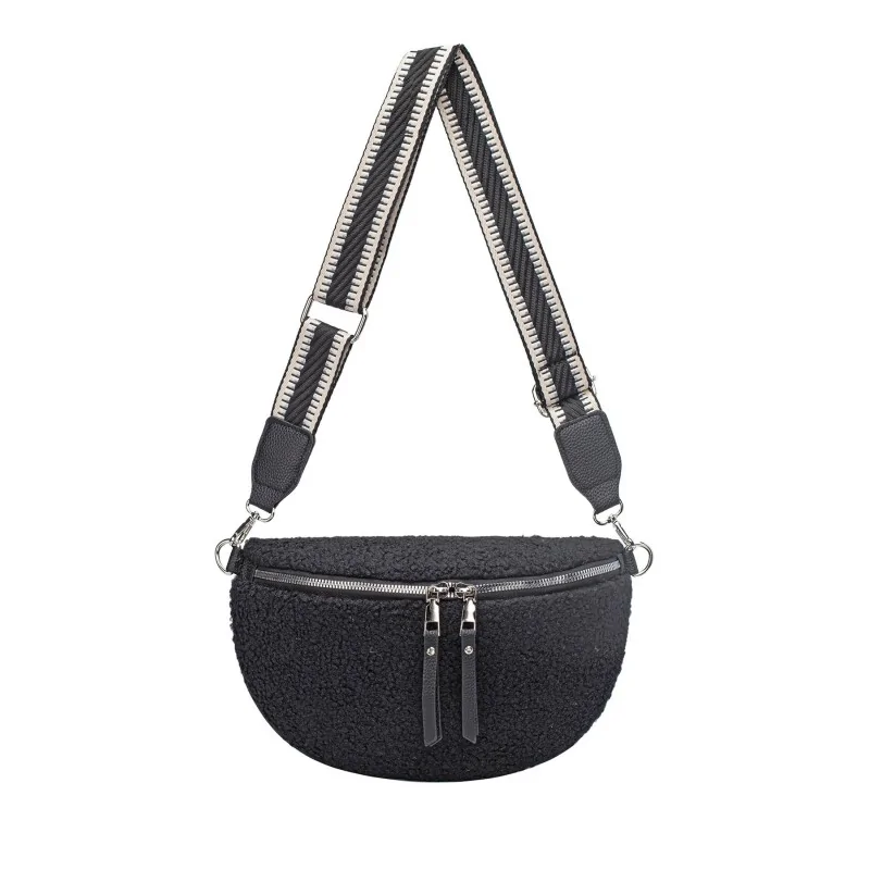 David Jones Black Fluffy Fanny Pack Crossbody Bag