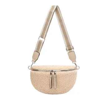 Beige David Jones Plüsch-Gürteltasche mit Schulterriemen