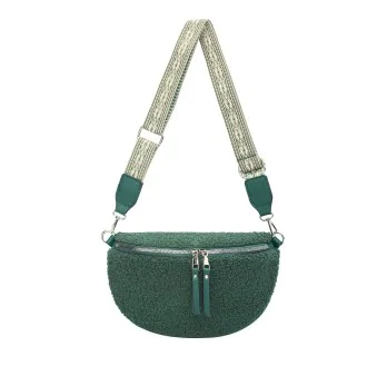 David Jones fluffy green crossbody fanny pack