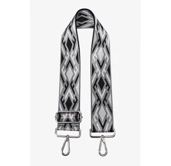 Geometric Patterned Fabric Shoulder Strap in Black and Gray