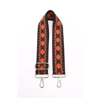 Ethnic Fabric Orange and Black Shoulder Strap