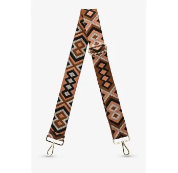 Camel and Brown Ethnic Fabric Shoulder Strap