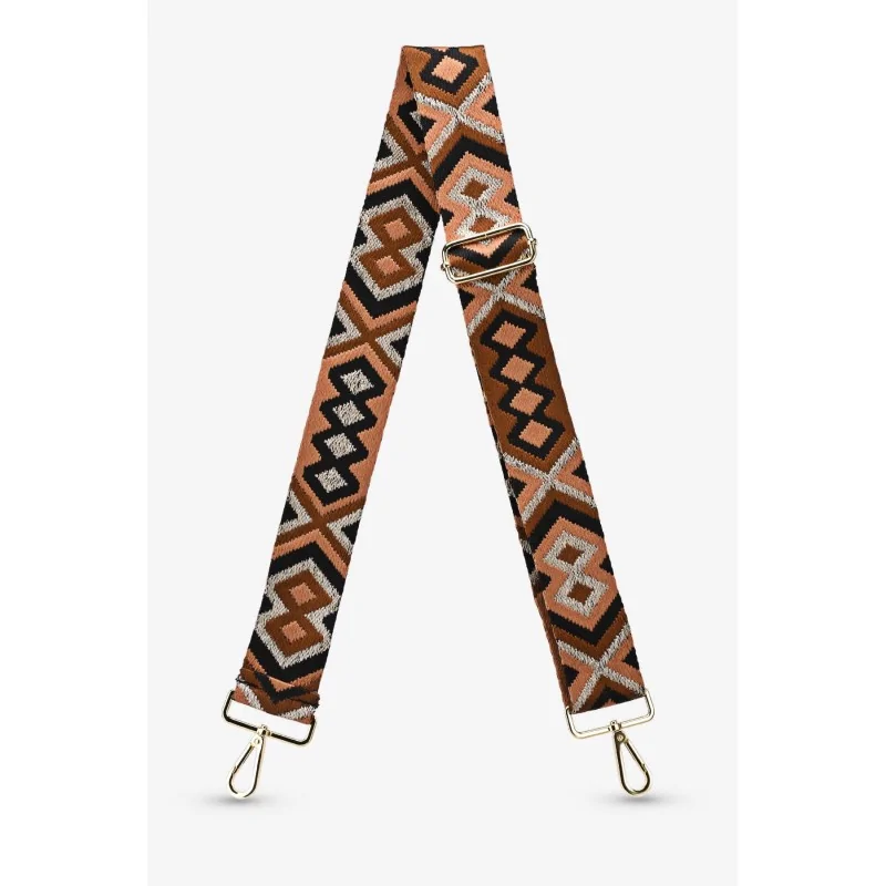 Camel and Brown Ethnic Fabric Shoulder Strap