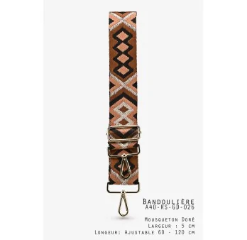 Camel and Brown Ethnic Fabric Shoulder Strap