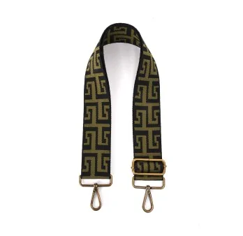 Greek Pattern Shoulder Strap in Khaki and Black