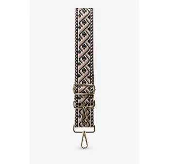 Black and Beige Ethnic Fabric Shoulder Strap