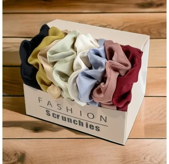 Set of 8 plain multicolored scrunchies