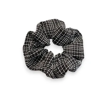 Black and white checkered scrunchie