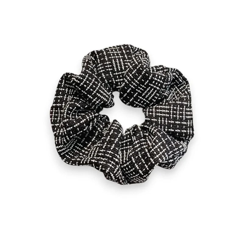 Checkered black and white scrunchie