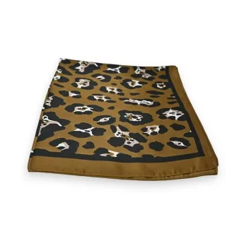 Brown leopard print square scarf