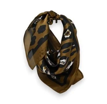 Brown leopard print square scarf