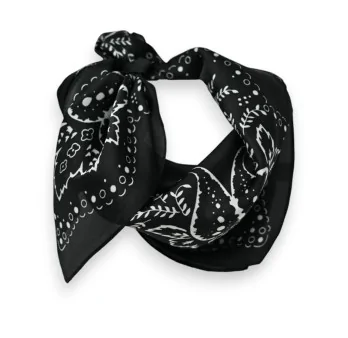 Black and white square scarf with patterns