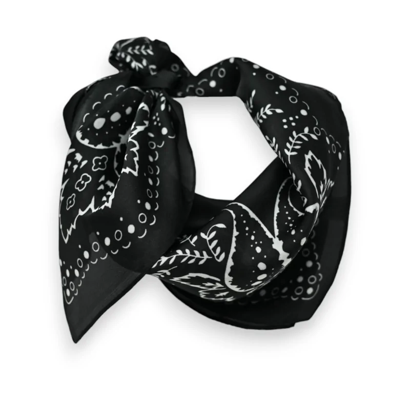 Foulard carré noir et blanc à motifs