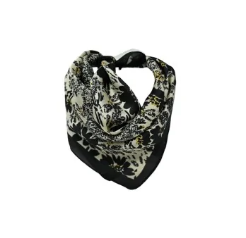 Black and white floral square scarf