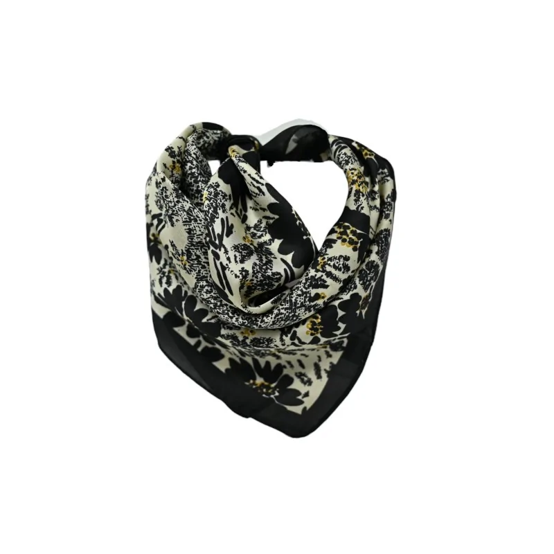 Black and white floral square scarf