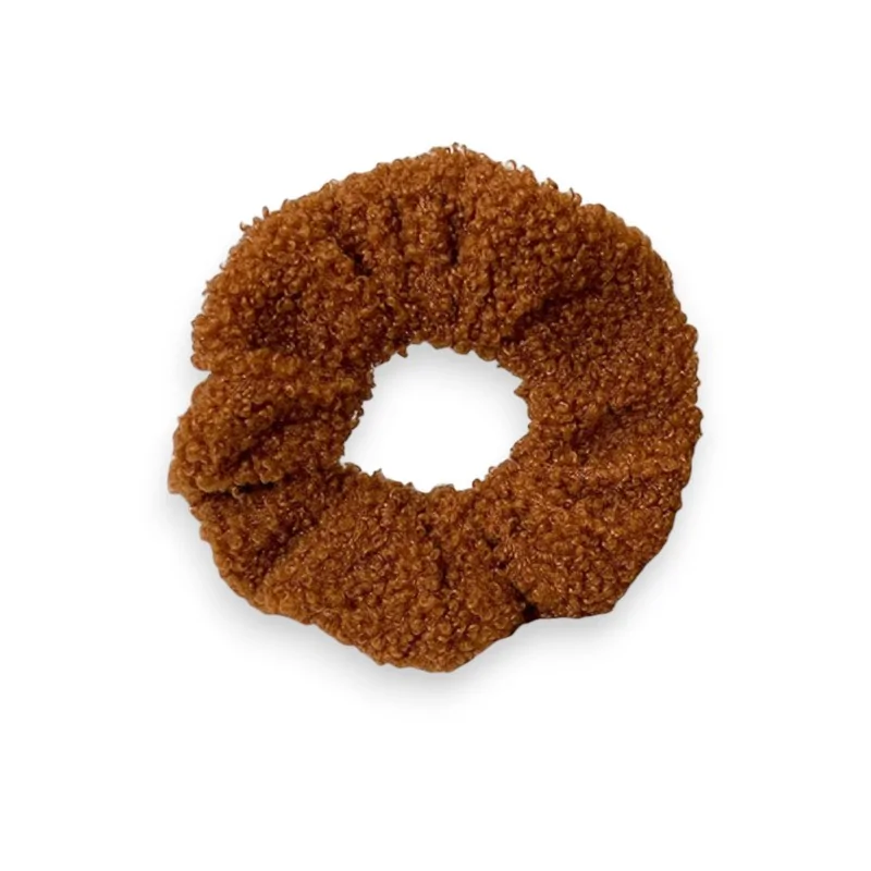 Fancy scrunchie hair tie in camel